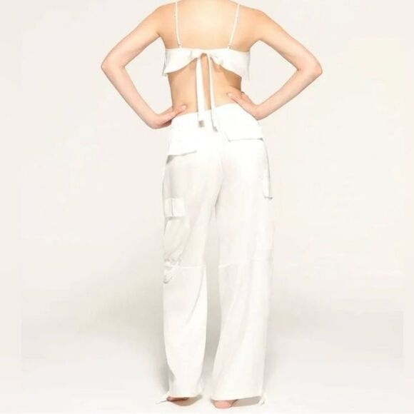 RARE SKIMS Silk Cargo Pants in Ivory - Picture 3 of 7